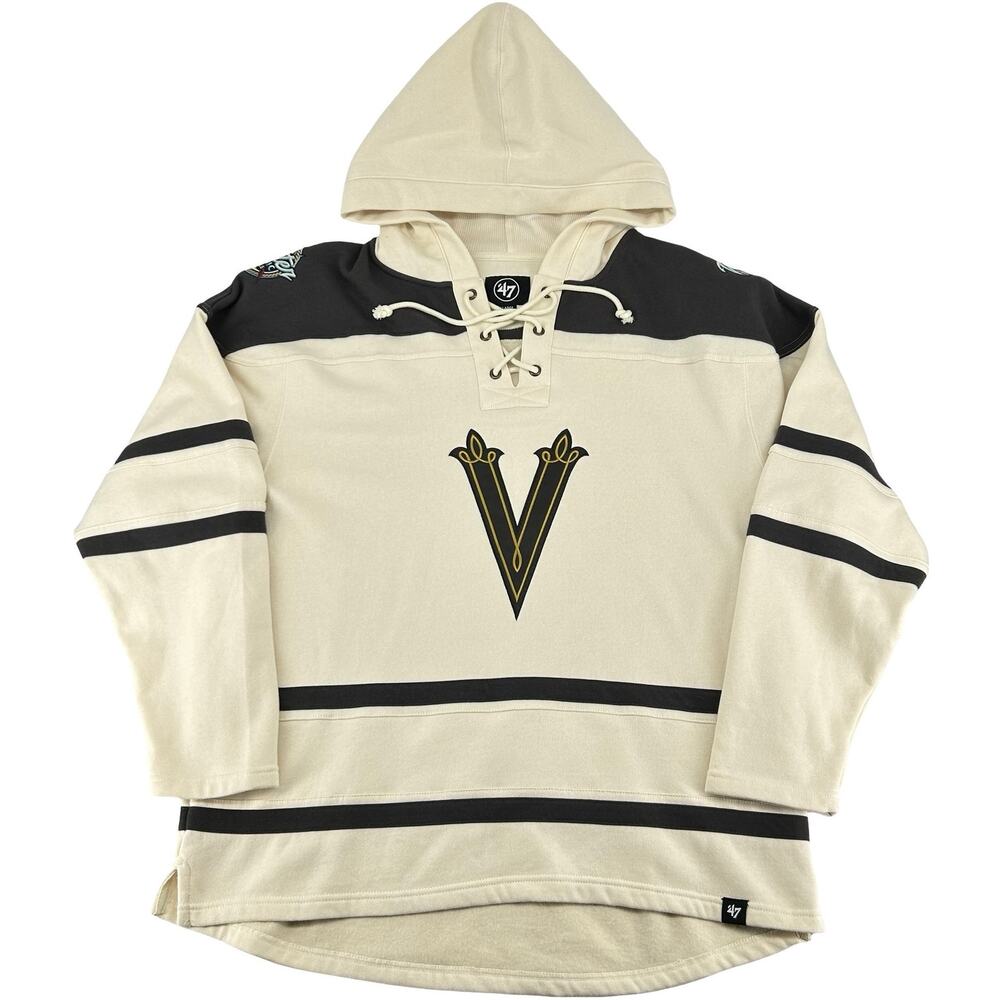Mens Cream Grey '47 NHL Vegas Golden Knights 2024 Winter Classic Lacer Hoodie XL